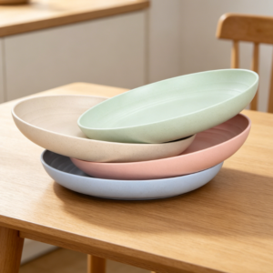 Eco-friendly, drop-resistant, microwaveable wheat straw plate
