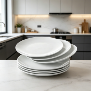 Lightweight, shatter-resistant three-layer glass salad plate