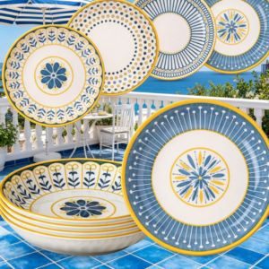 Bohemian ceramic salad bowl set